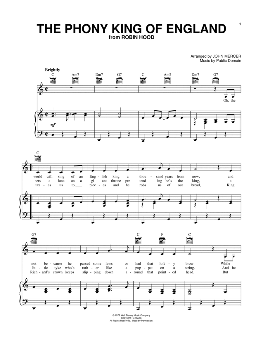 The Phony King Of England Piano, Vocal, Guitar scores gallery preview page 1