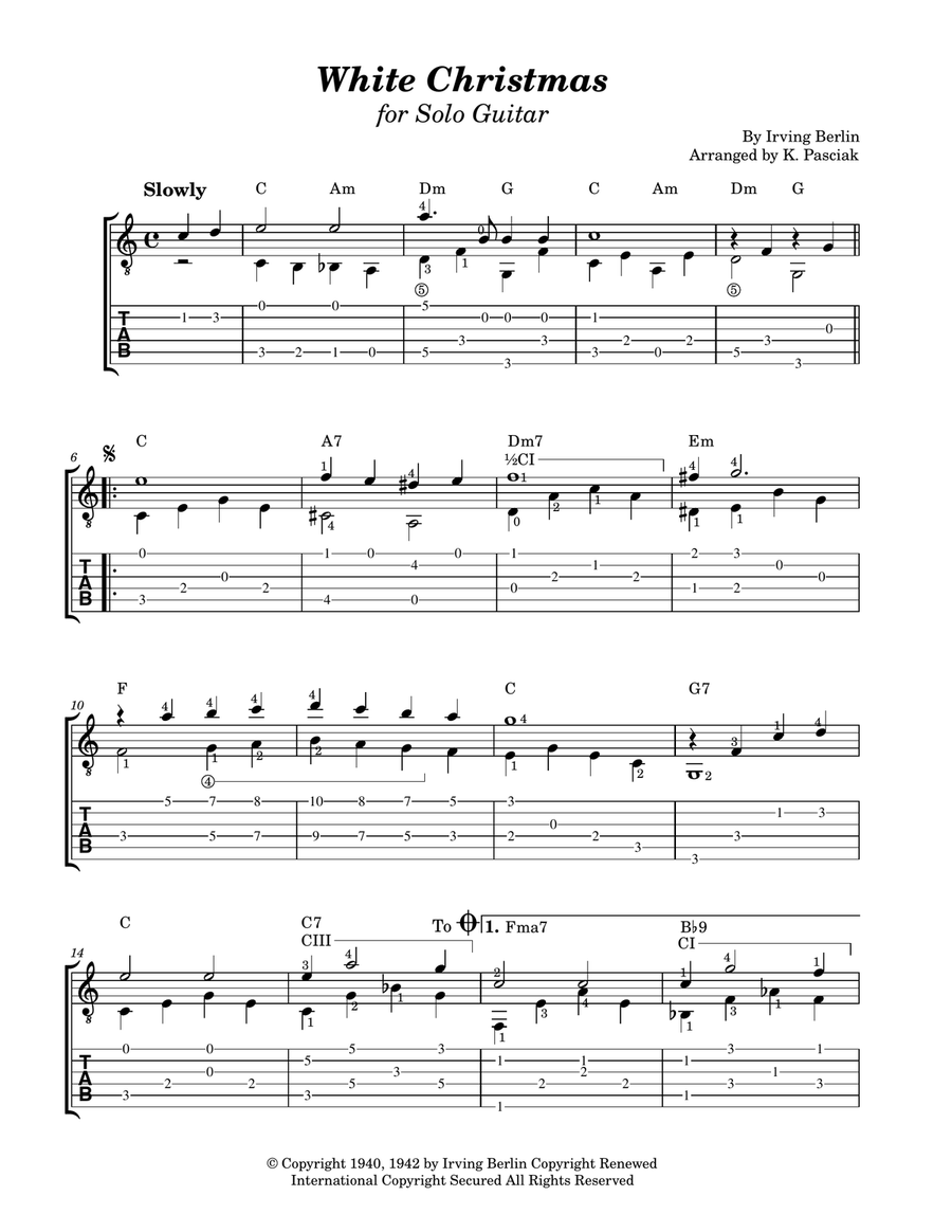 White Christmas Acoustic Guitar scores gallery preview page 1