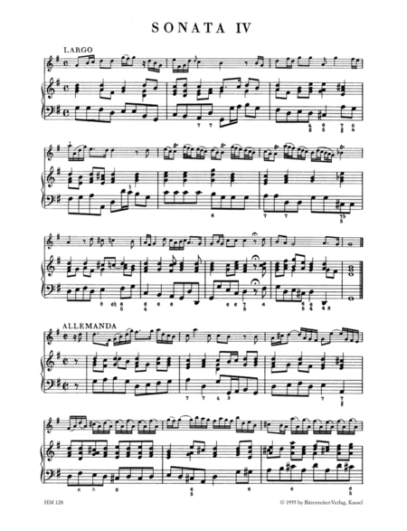 Sechs Sonaten for Violin (Flute, Oboe, Viola, Alto Viol) and Basso continuo