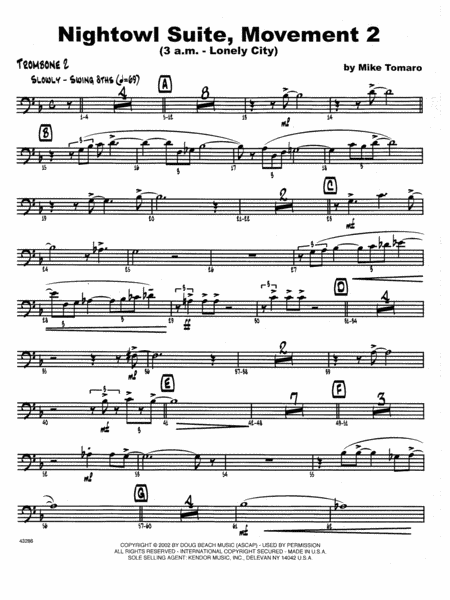 Nightowl Suite, Movement 2 (3 a.m. - Lonely City) - 2nd Trombone