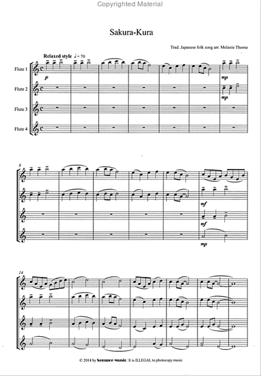 Sakura-Sakura Flute Quartet scores gallery preview page 2