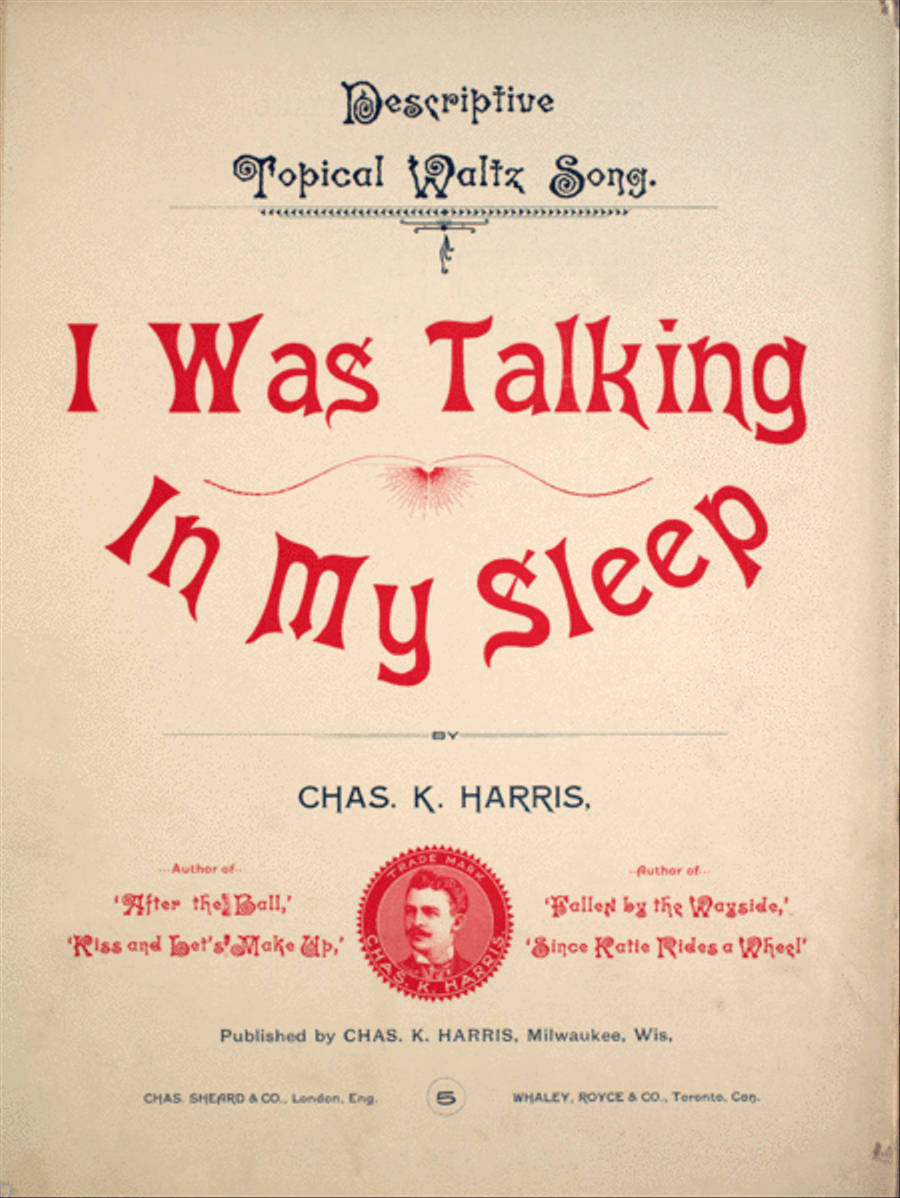 I Was Talking In My Sleep. Descriptive Topical Waltz Song Voice scores gallery preview page 1