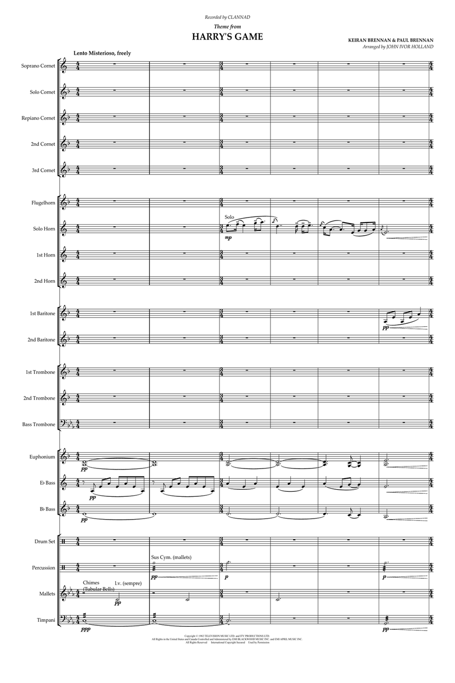 The Theme From Harry's Game Brass Band scores gallery preview page 1