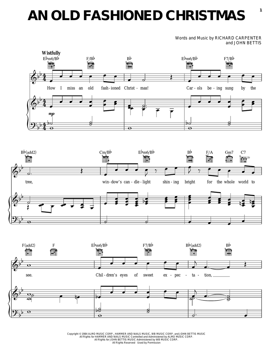 An Old Fashioned Christmas Piano, Vocal, Guitar scores gallery preview page 1