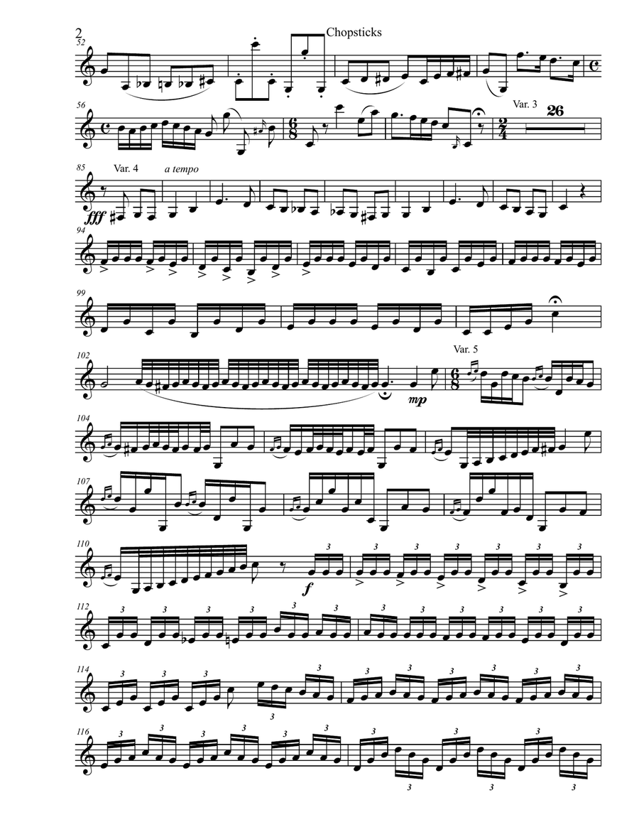 Theme and Variations on Chopsticks Trumpet Duet scores gallery preview page 2