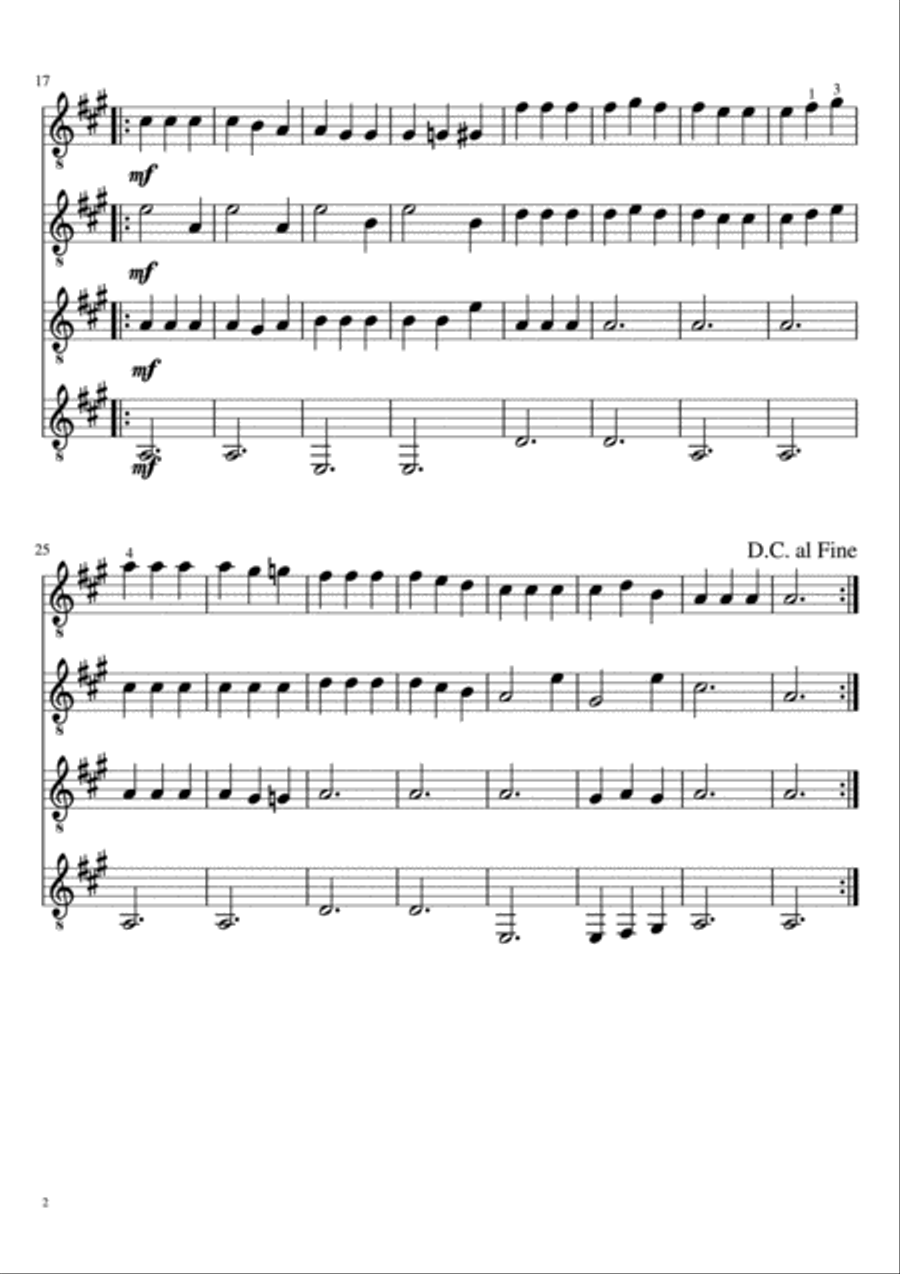 Spanish Romance (for beginner guitar ensemble) Guitar Ensemble scores gallery preview page 2