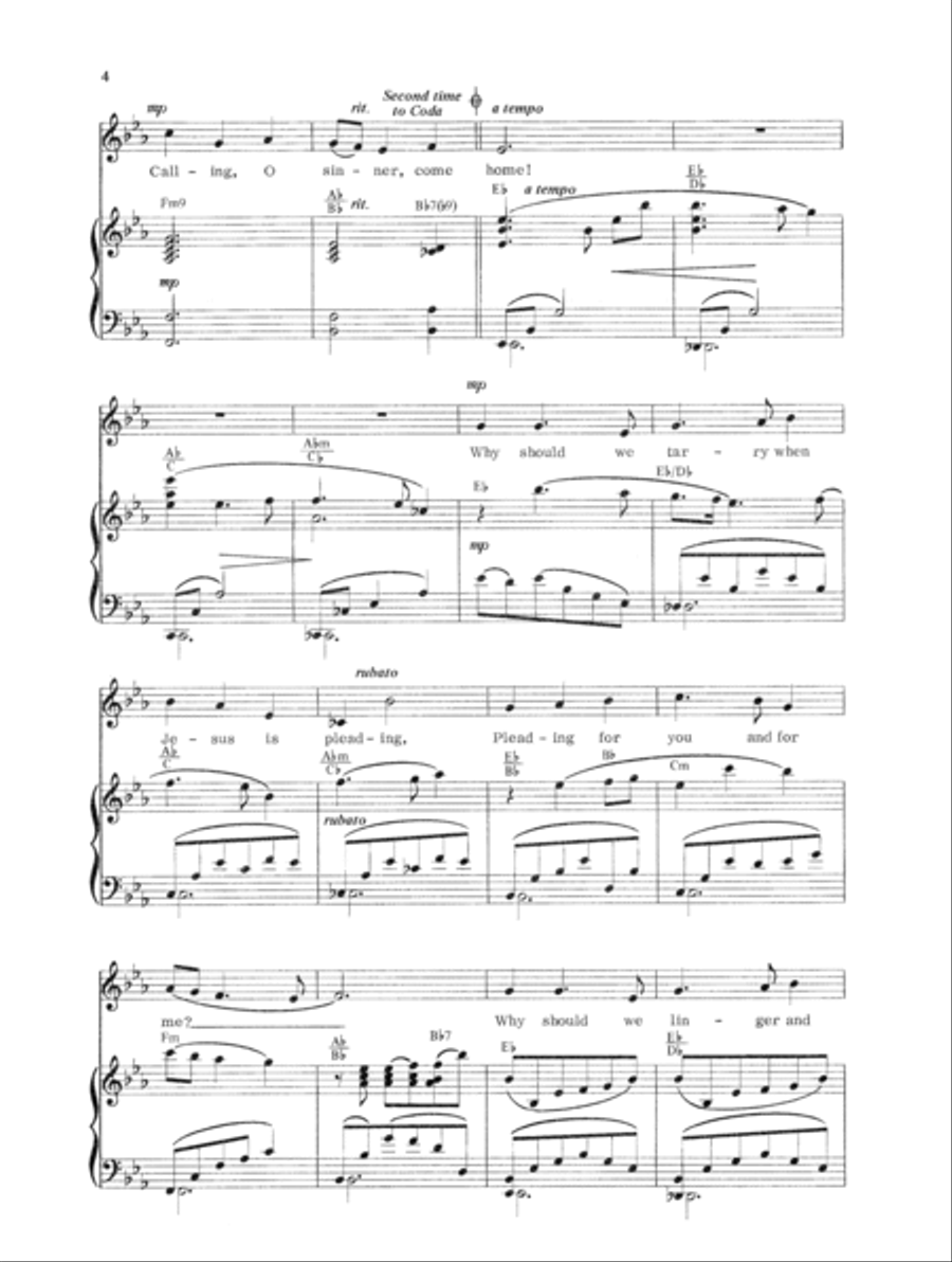 Softly and Tenderly Medium Voice scores gallery preview page 4