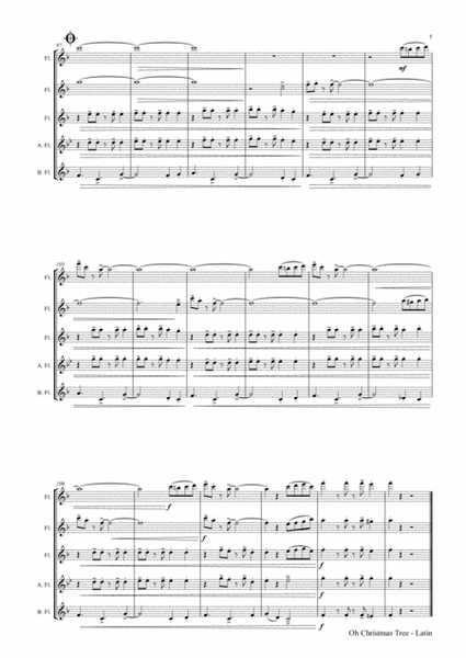 Oh Christmas tree - Latin - (Oh Tannenbaum) - Flute Quintet