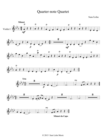 Quarter-note Quartet (Minuet and Trio in Eb Major for String Quartet)
