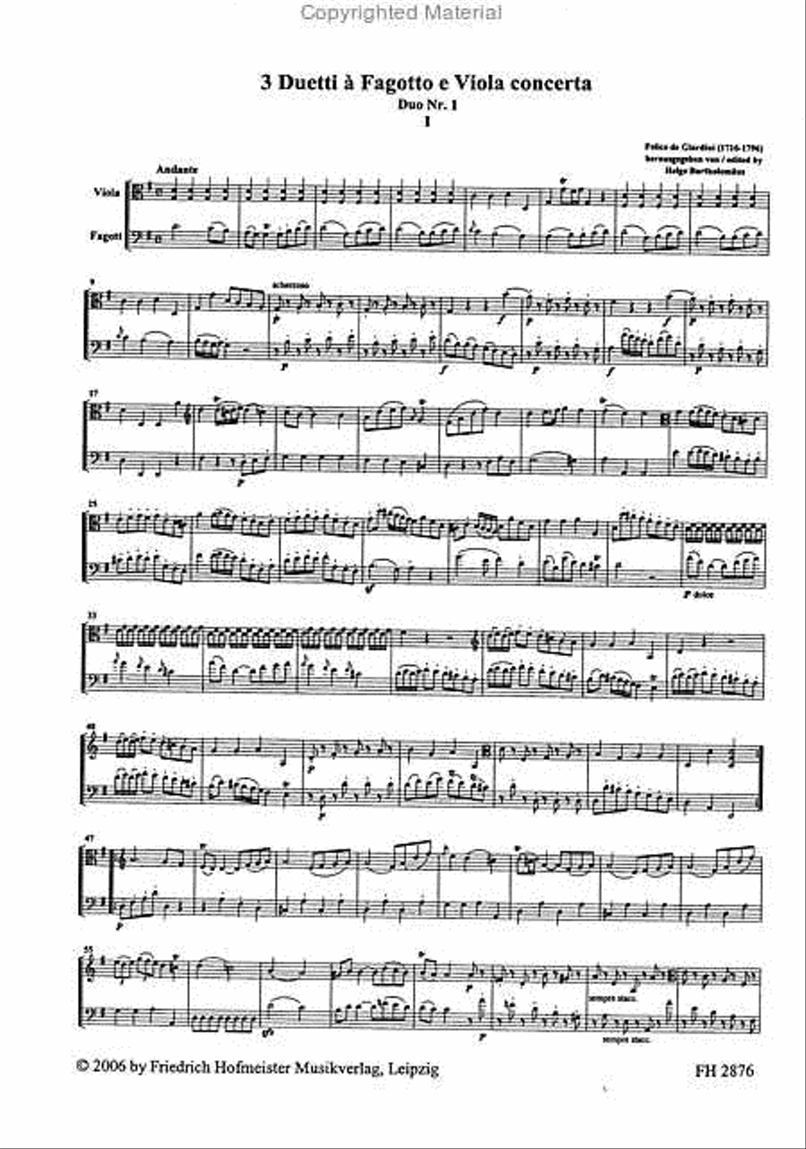 3 Duetti à Fagotto e Viola Bassoon scores gallery preview page 2