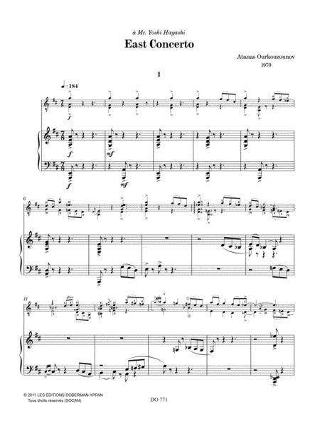East Concerto, reduction de piano