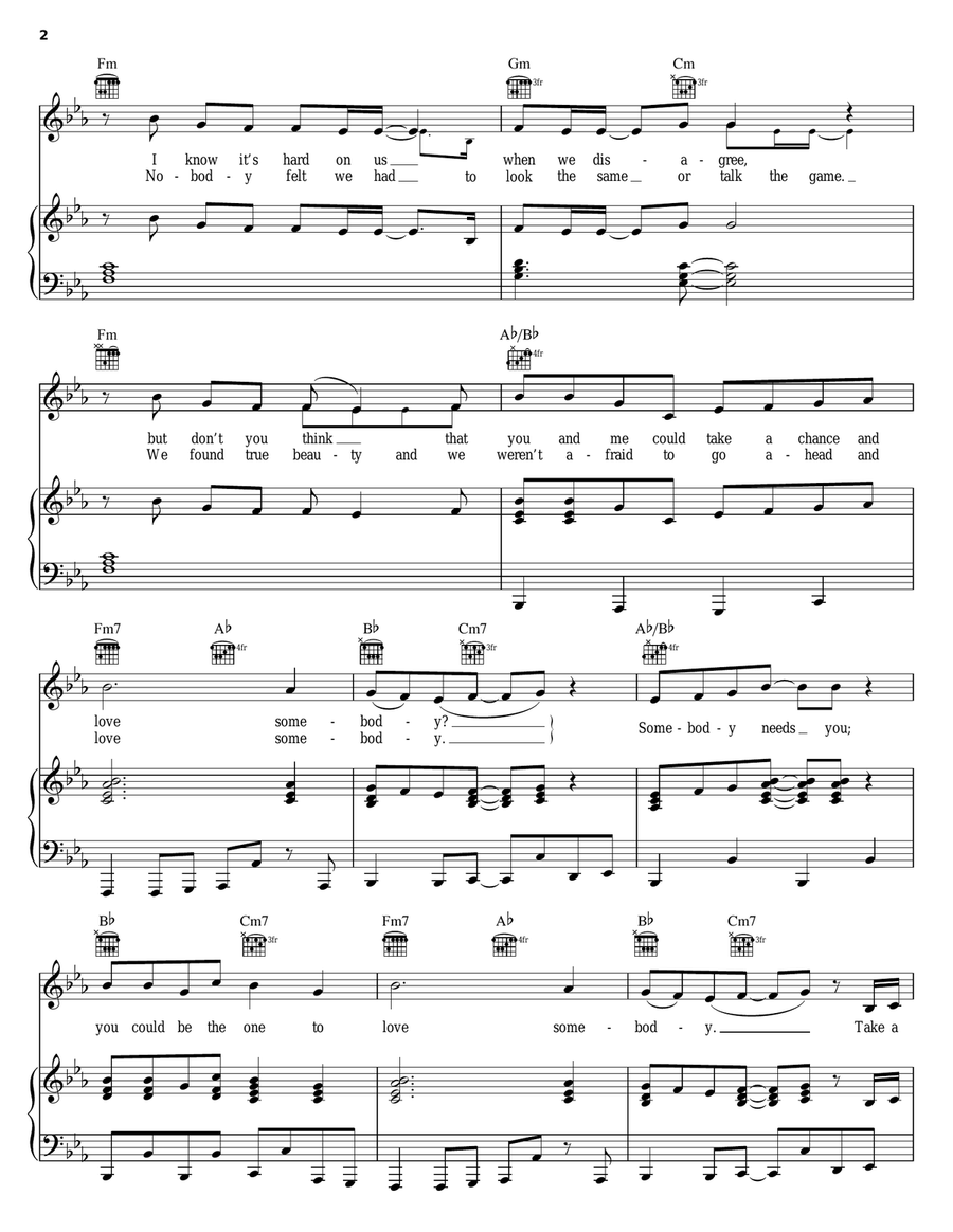 Love Somebody Love Somebody Piano, Vocal, Guitar scores gallery preview page 2