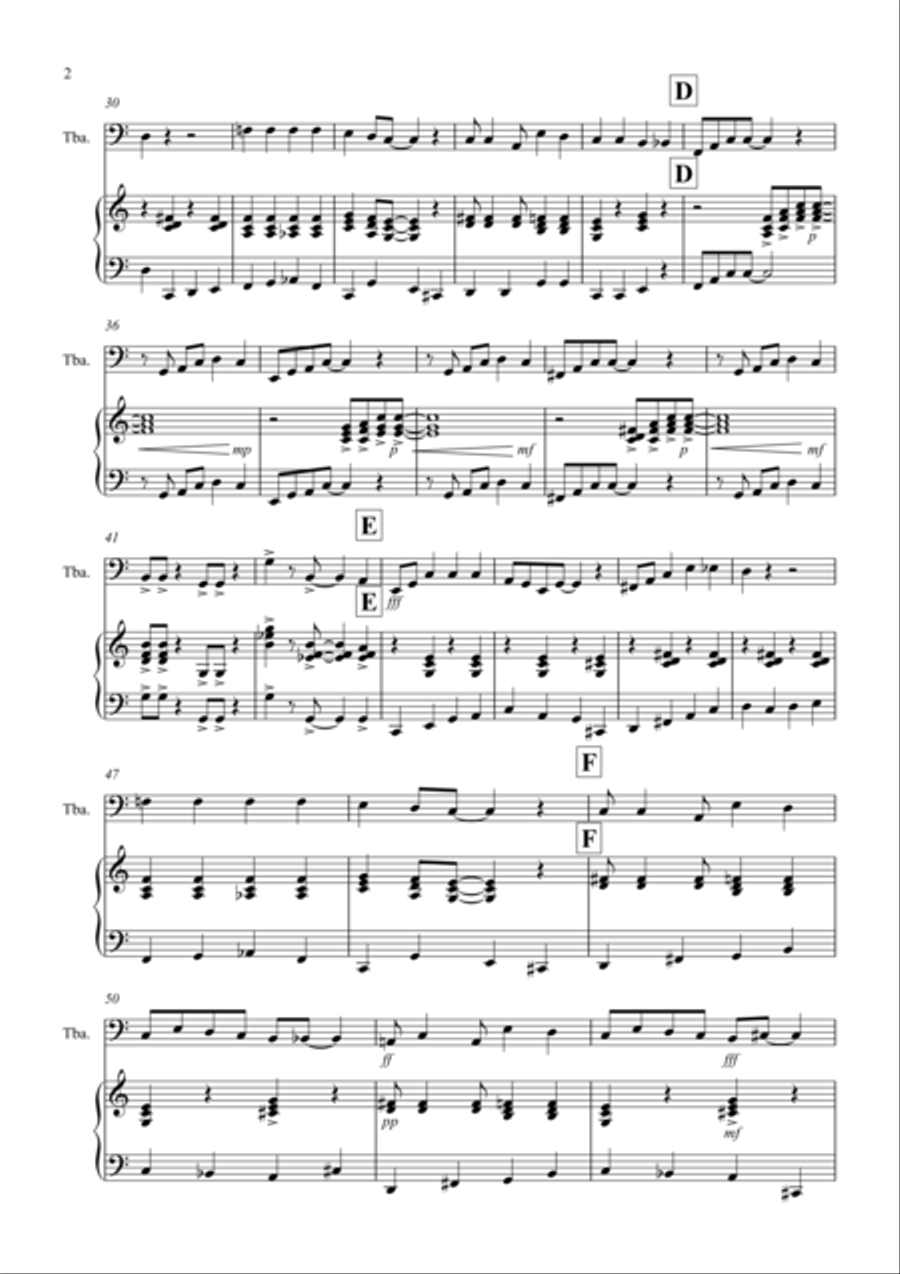 Burnie's Ragtime for Tuba and Piano Brass Duet scores gallery preview page 2