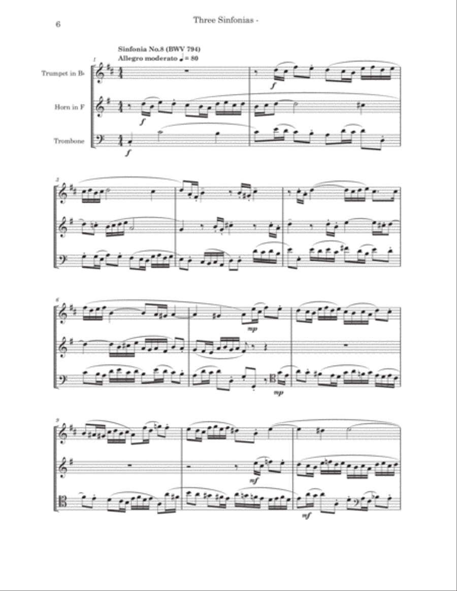 Three Sinfonias for Brass Trio Brass Trio scores gallery preview page 6