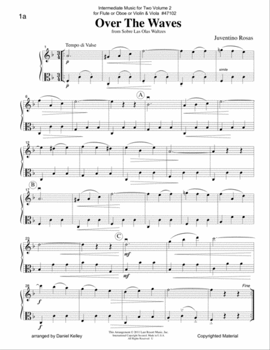 Intermediate Music for Two, Volume 2 - for Flute or Oboe or Violin & Viola Flute scores gallery preview page 1