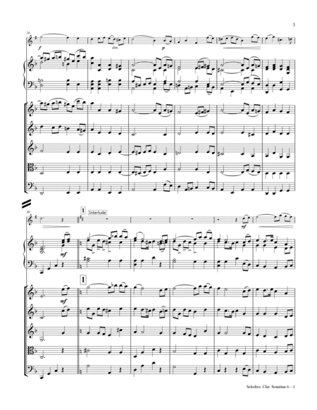 Clarinet Sonatina No. 6 with Piano Accompaniment and/or String Quintet