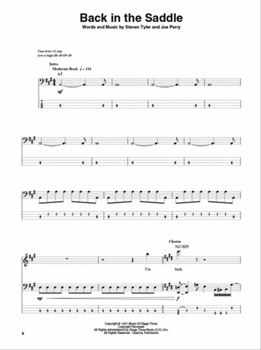 Aerosmith Aerosmith Bass Guitar Tablature scores gallery preview page 3