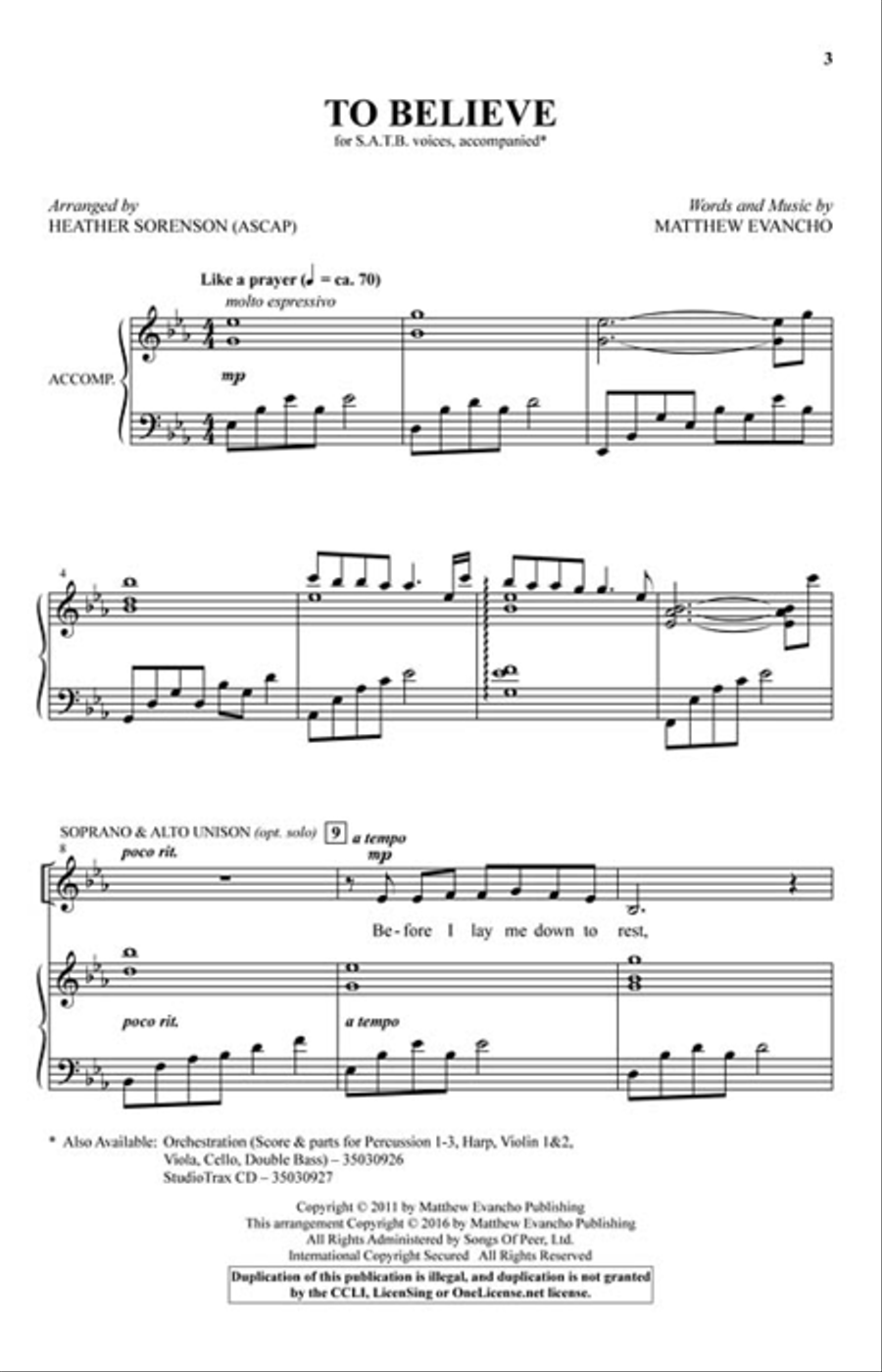 To Believe 4-Part scores gallery preview page 2