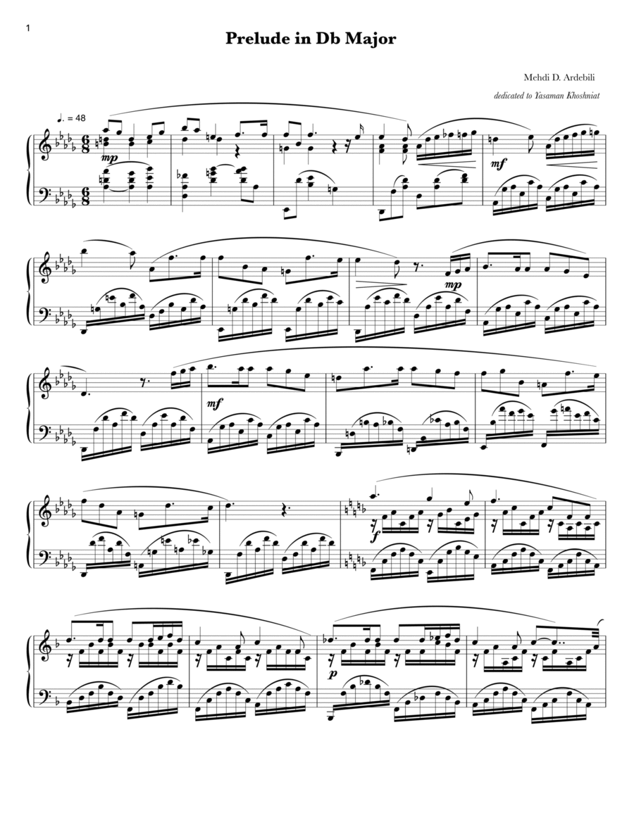 Prelude in Db Major Prelude in Db Major Piano Solo scores gallery preview page 1