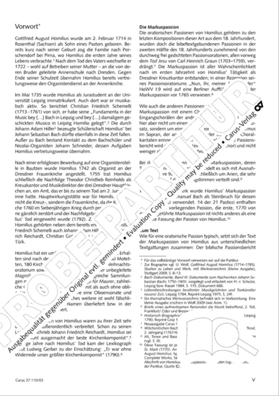 Markuspassion. Werkausgabe Reihe 1, Bd. 7 (Homilius) 4-Part scores gallery preview page 6