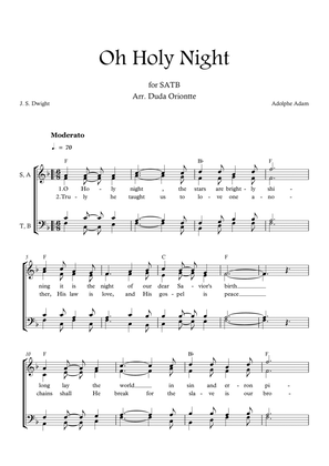 Oh Holy Night (F major - SATB - with chords - no piano - two staff)