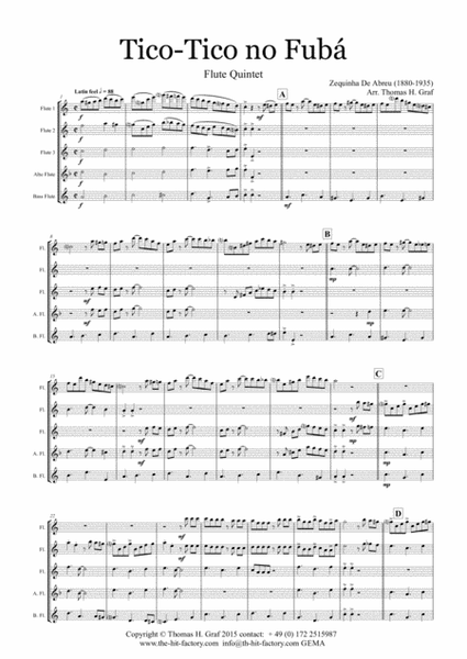 Tico-Tico no Fubá - Choro - Flute Quintet image number null