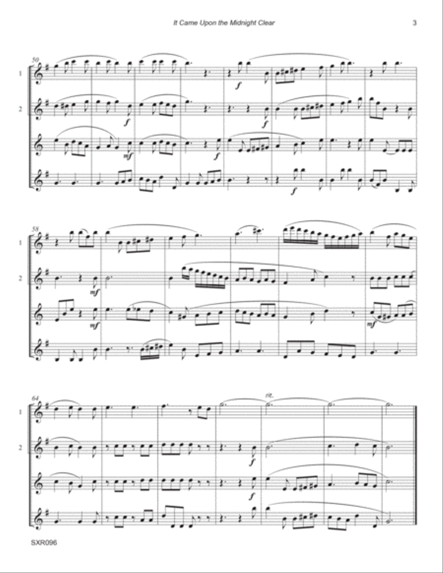 IT CAME UPON THE MIDNIGHT CLEAR - Saxophone Quartet (SATB or AATB) unaccompanied. Saxophone Quartet scores gallery preview page 3