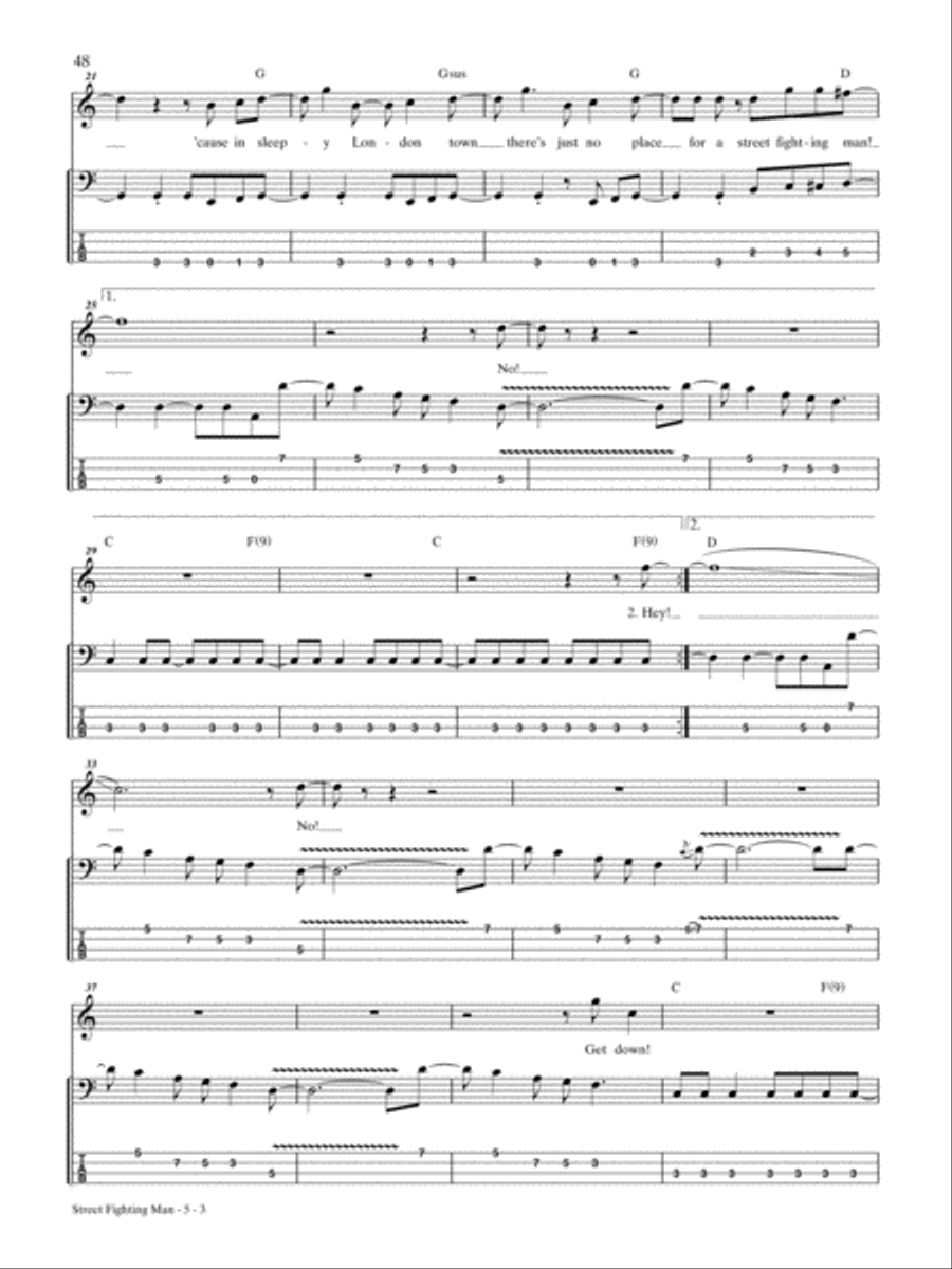 Street Fighting Man Street Fighting Man Bass Guitar Tablature scores gallery preview page 3