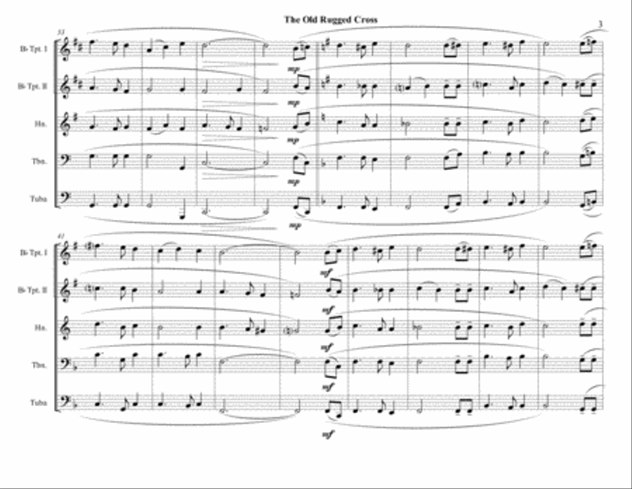 The Old Rugged Cross - Brass Quintet - Advanced Intermediate Brass Quintet scores gallery preview page 3