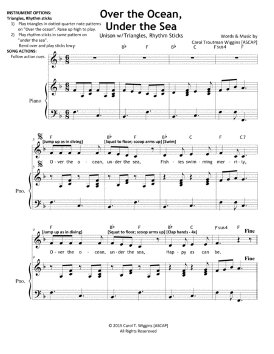 Over the Ocean, Under the Sea Unison Choir scores gallery preview page 1
