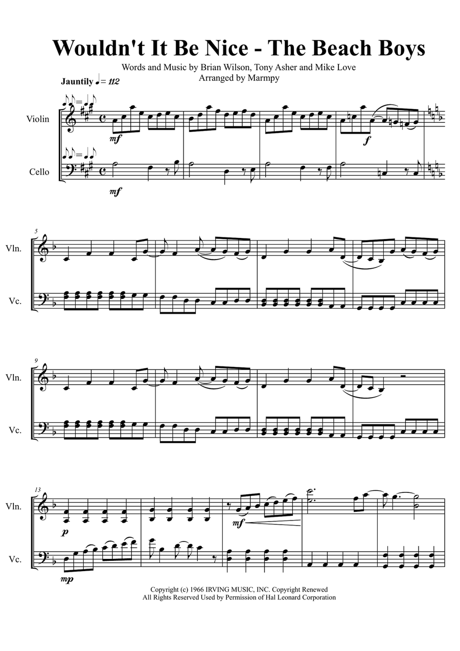 Wouldn't It Be Nice Score scores gallery preview page 1