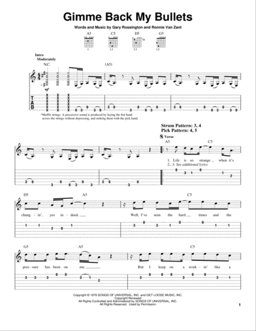 Gimme Back My Bullets Acoustic Guitar scores gallery preview page 1