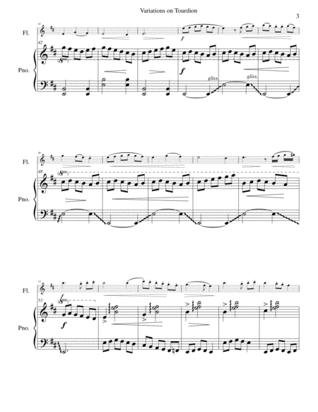 Tourdion (Quand je bois du vin clairet) for flute and piano image number null