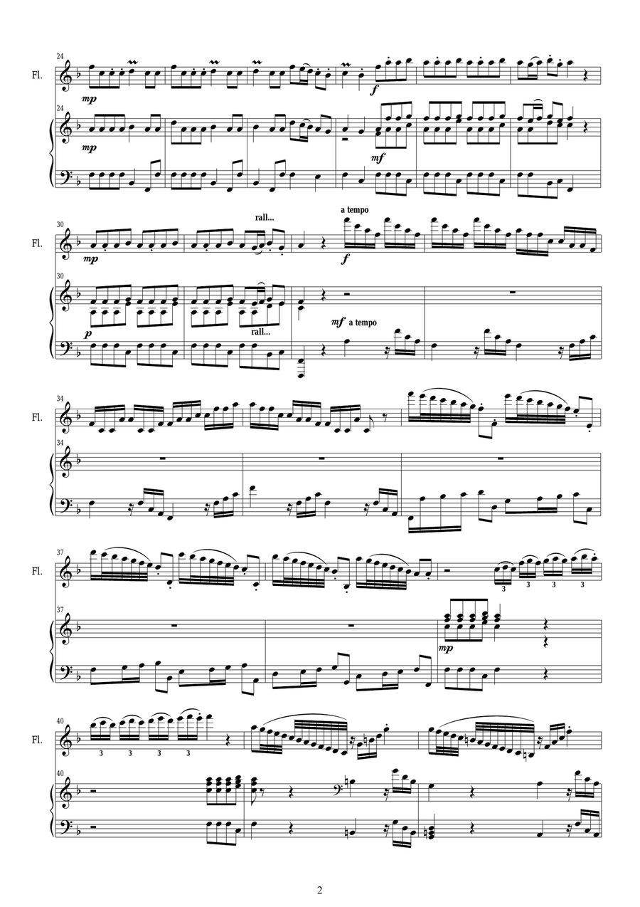 Vivaldi - Concerto in F major 'Autumn' RV 293 Op.8 No.3 Flute and Piano Flute Solo scores gallery preview page 2