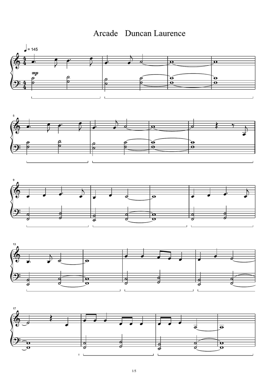 Arcade Arcade Piano Solo scores gallery preview page 1