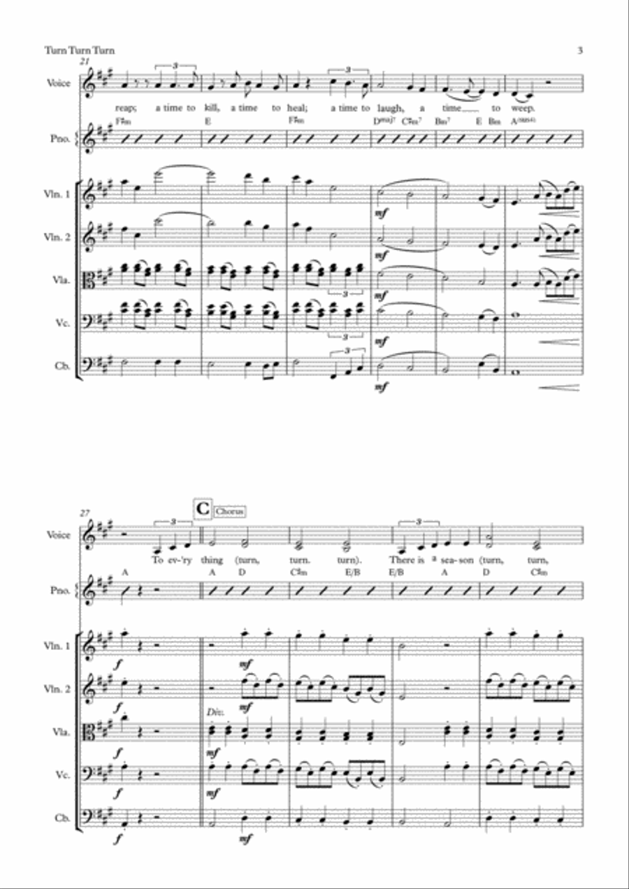 Turn! Turn! Turn! (to Everything There Is A Season) String Orchestra scores gallery preview page 3