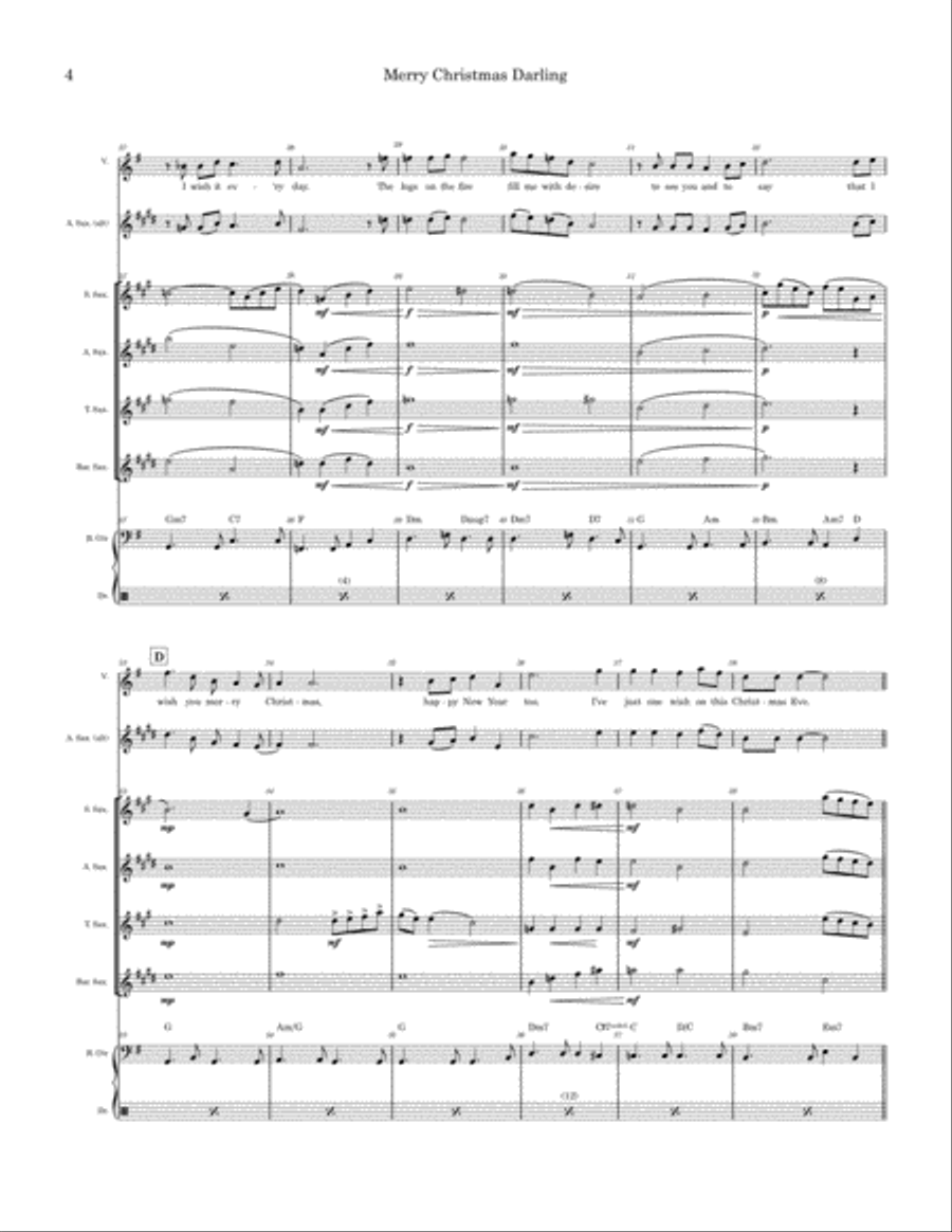 Merry Christmas, Darling Saxophone Quartet scores gallery preview page 4
