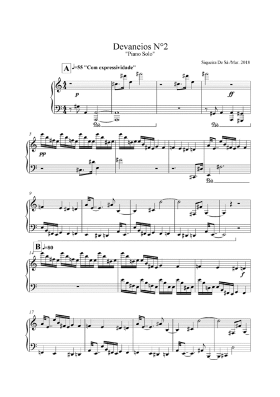 Daydreams - Devaneios - Piano Solo. The music originality that imagination musical espontany. Six wo Small Ensemble scores gallery preview page 4