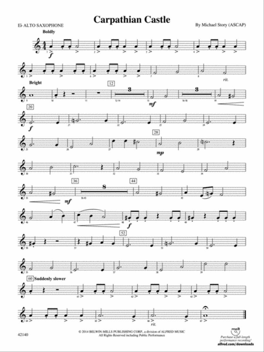 Carpathian Castle: E-flat Alto Saxophone Concert Band scores gallery preview page 1