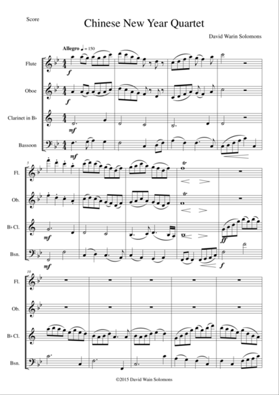Chinese New Year Celebration Wind Quartet Woodwind Quartet scores gallery preview page 1