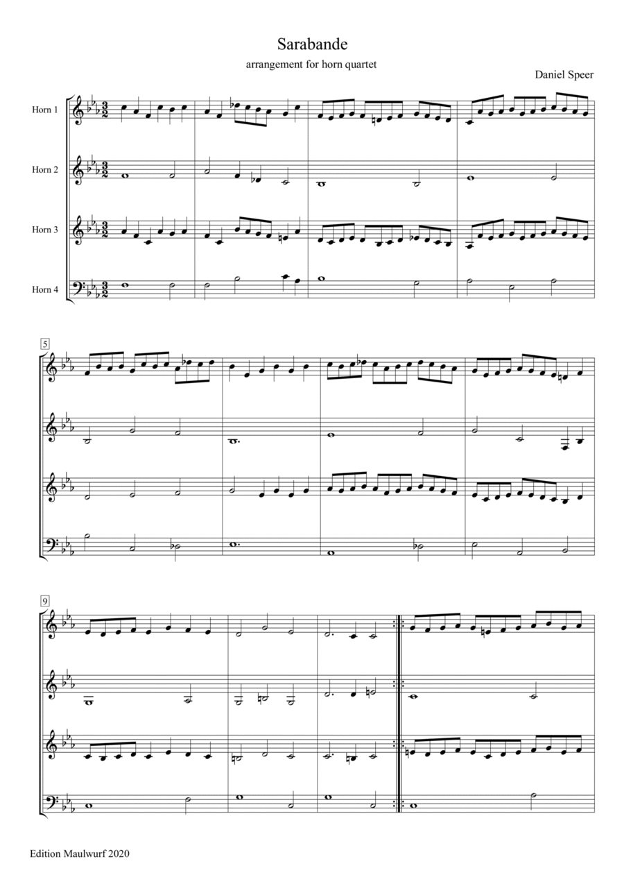 Sarabande Brass Quartet scores gallery preview page 1