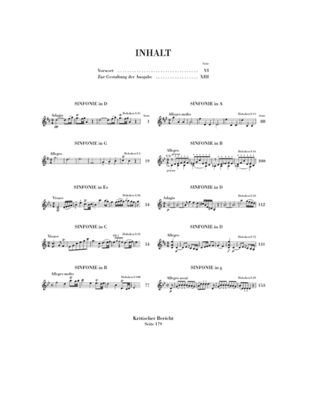 Sinfonias About 1761-1765
