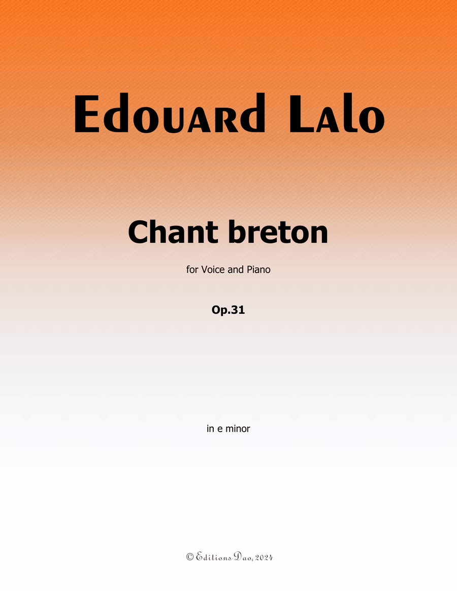 Chant breton, by Edouard Lalo, in e minor Piano, Vocal scores gallery preview page 1