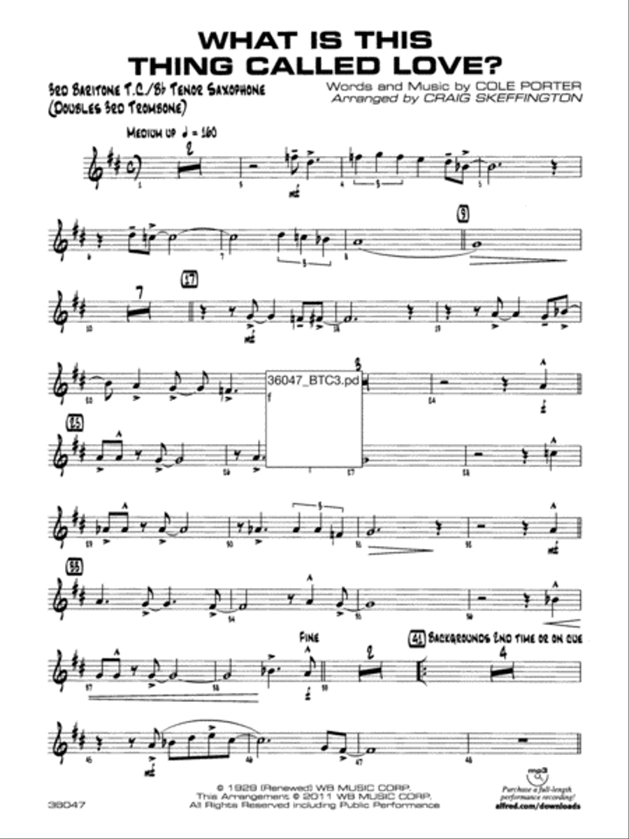 What Is This Thing Called Love?: 3rd Baritone T.C. Jazz Ensemble scores gallery preview page 1