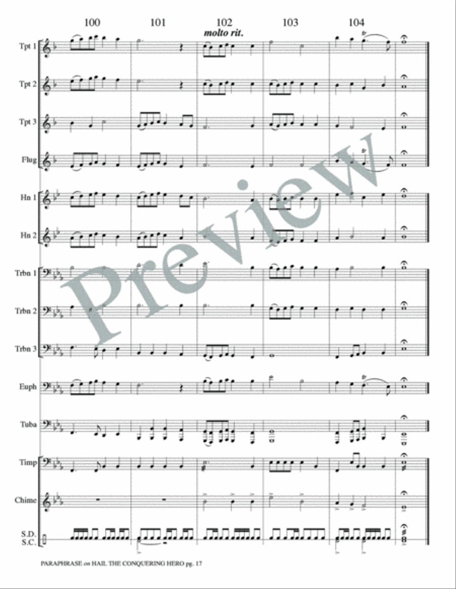 Paraphrase on Hail the Conquering Hero Small Ensemble scores gallery preview page 19