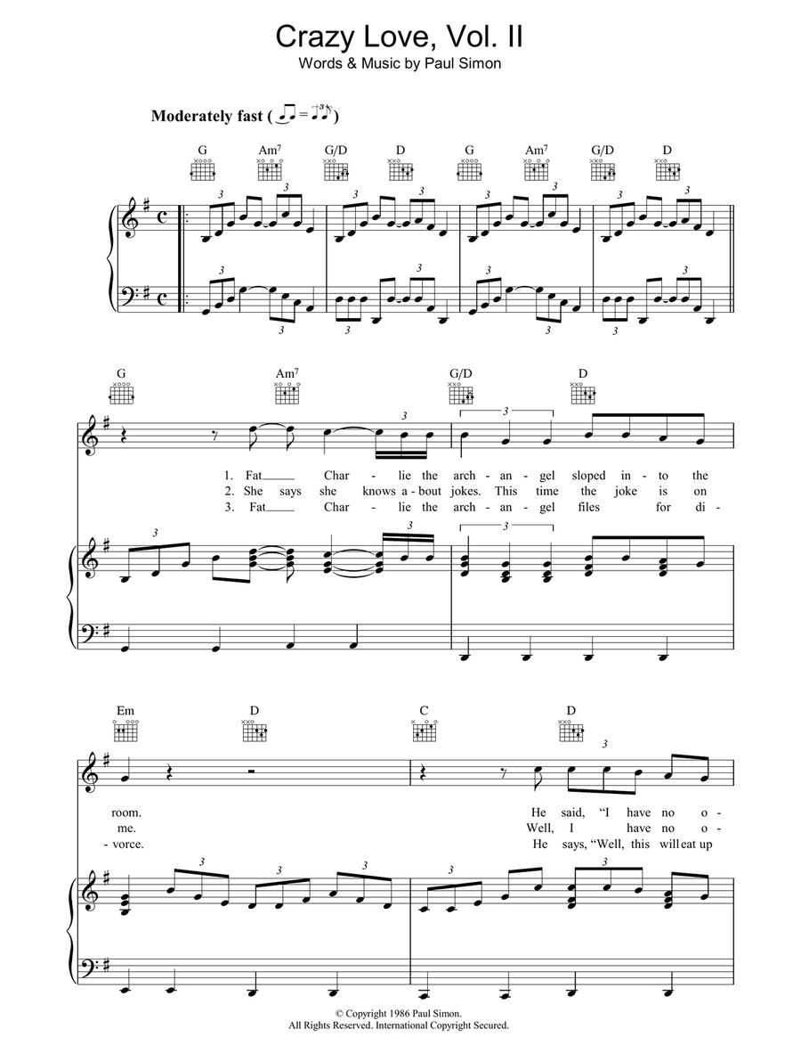Crazy Love Vol. II Crazy Love Vol. II Piano, Vocal, Guitar scores gallery preview page 1