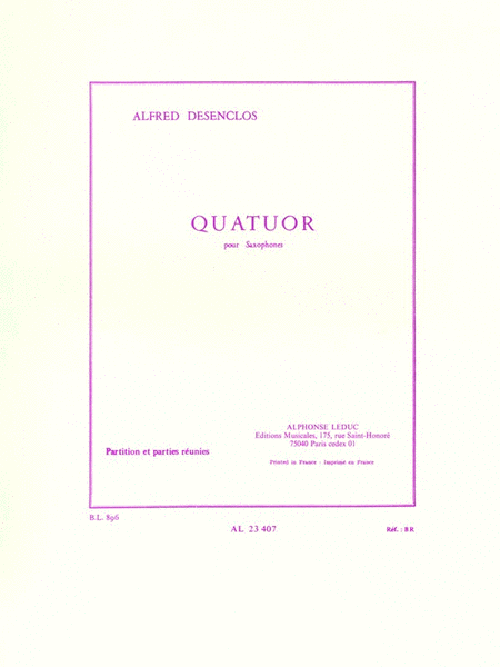 Alfred Desenclos - Quatuor De Saxophones