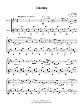 Berceuse (Violin and Guitar) - Score and Parts