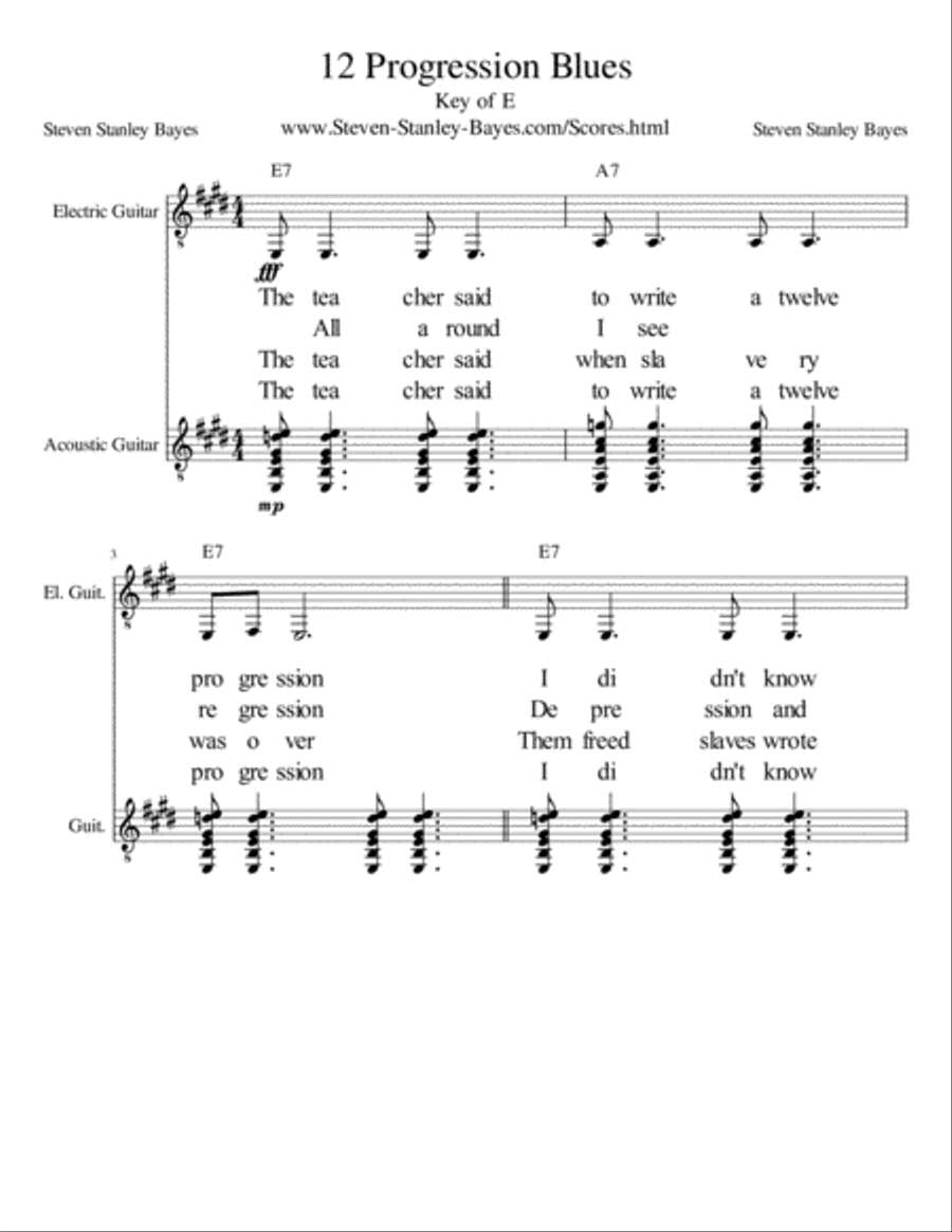 12 Progression Blues Electric Guitar scores gallery preview page 1