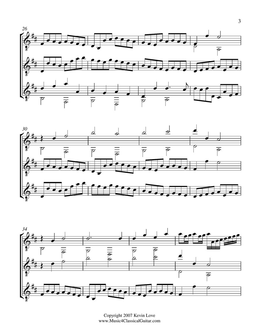 Canon in D (Guitar Trio) - Score and Parts Guitar Ensemble scores gallery preview page 3